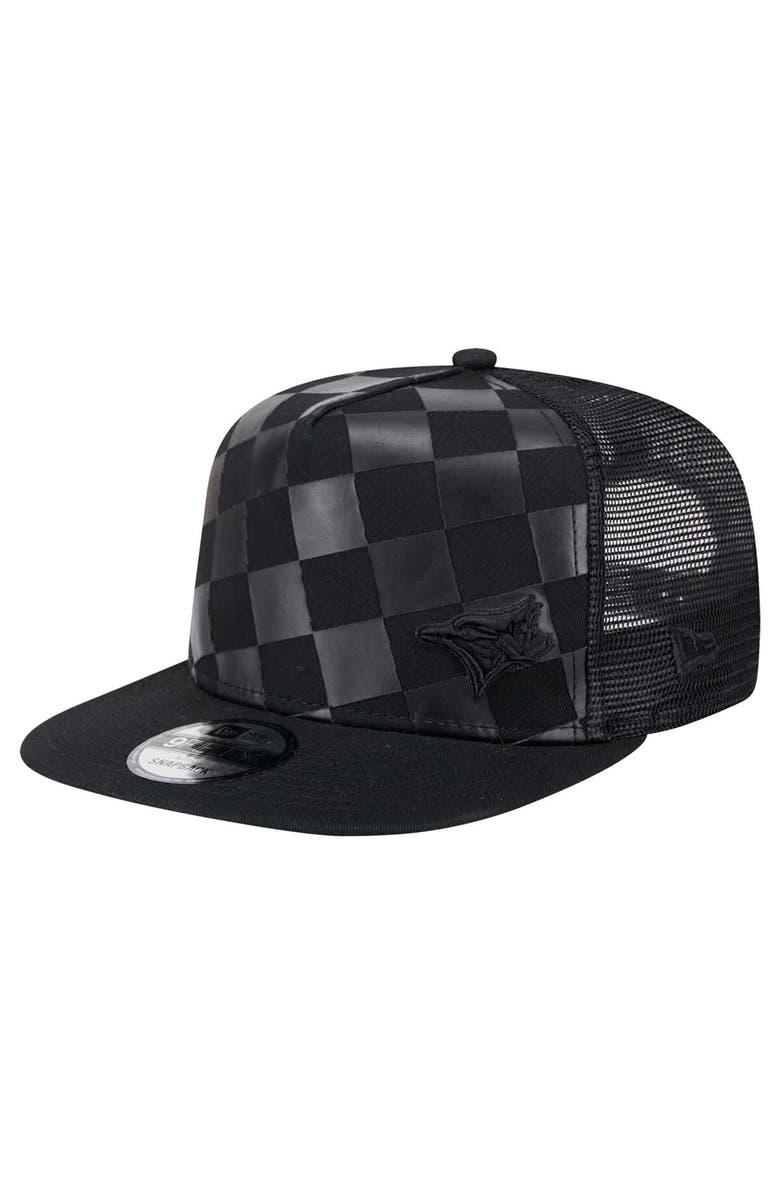 New Era Men's New Era Black Toronto Blue Jays Score Check 9FIFTY A-Frame Trucker Snapback Hat, Main, color, 