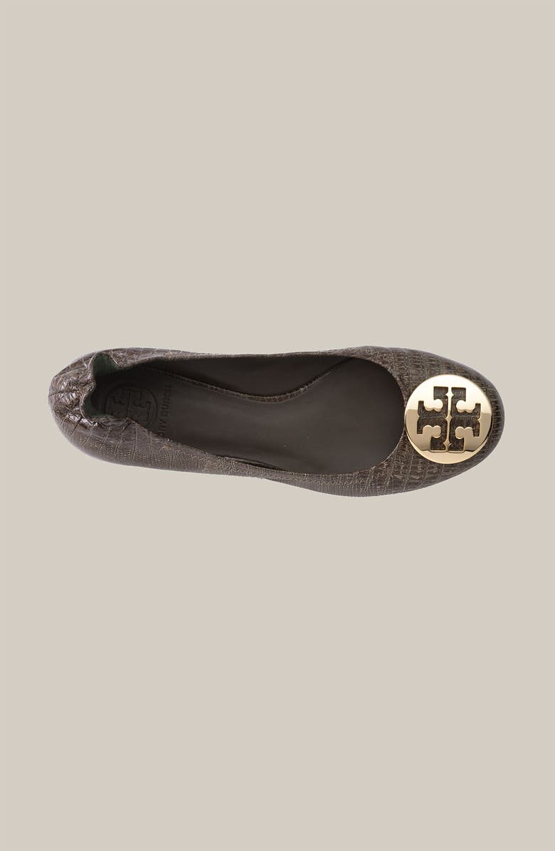 Tory Burch 'Reva' Lizard Embossed Leather Flat, Alternate, color,