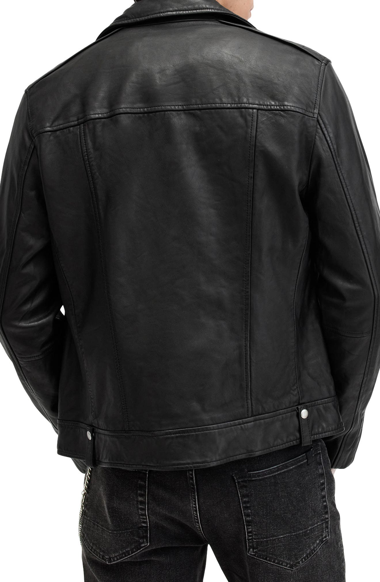 Milo Asymmetric Zip Leather Biker Jacket - image 2