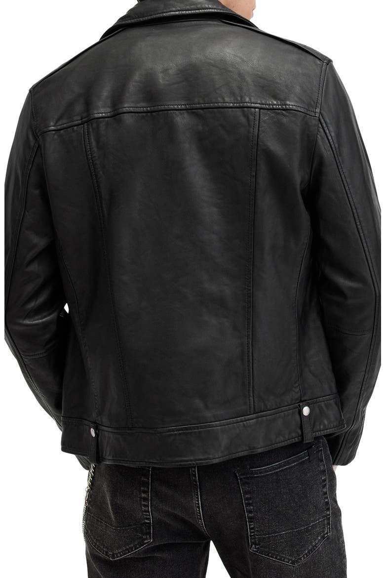 Milo Asymmetric Zip Leather Biker Jacket, Alternate, color, BLACK