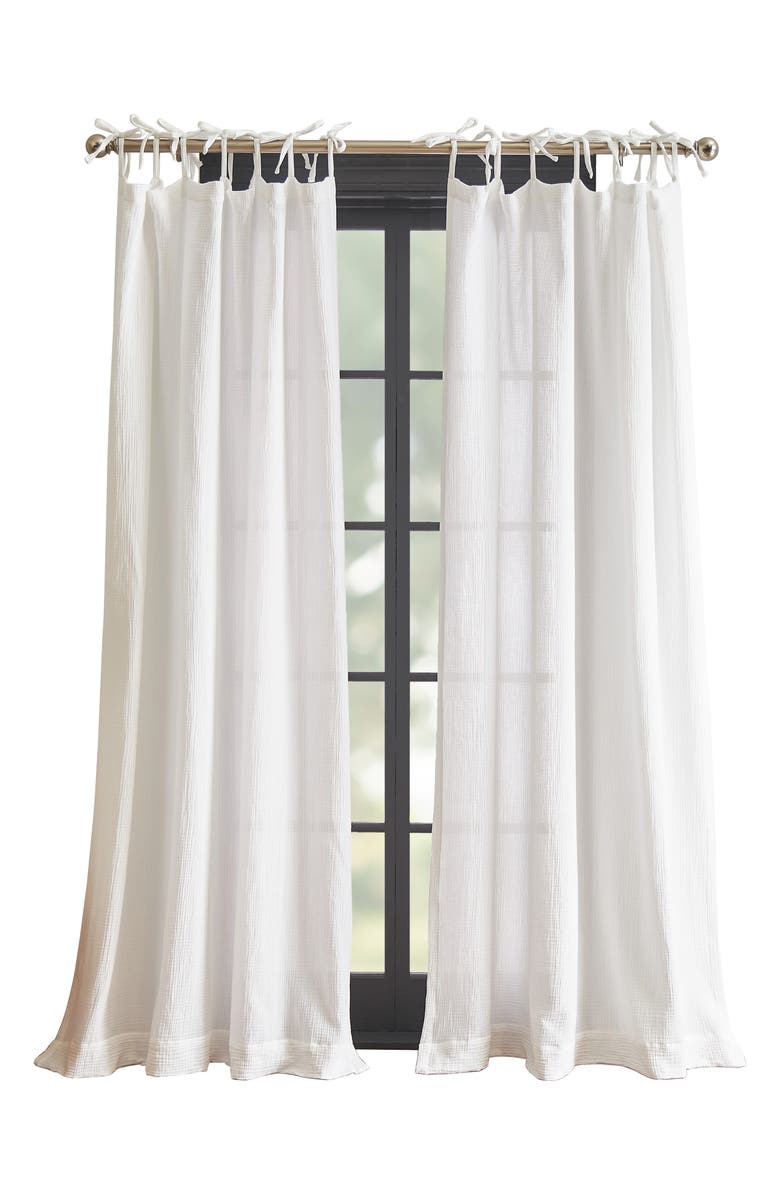 DKNY Pure Set of 2 Tie Tab Cotton Gauze Curtain Panels, Main, color,