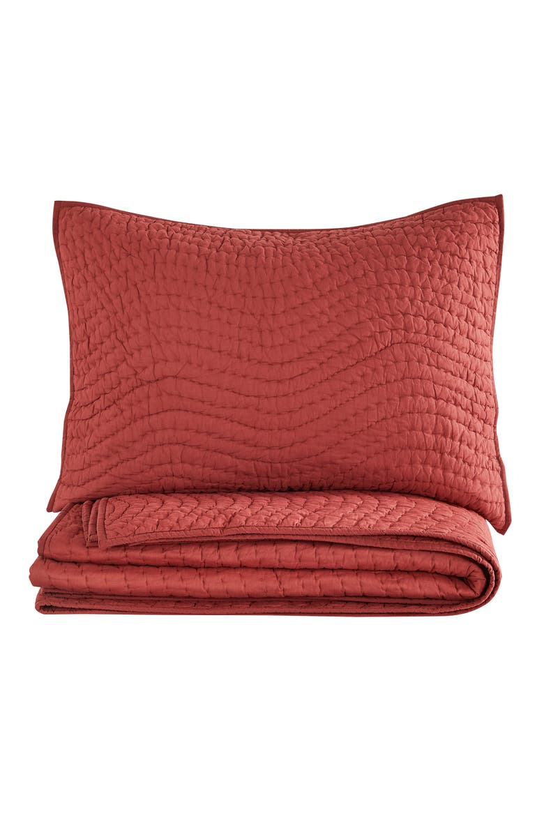 Voile Solid Cotton Quilt & Sham Set, Alternate, color, BURGUNDY