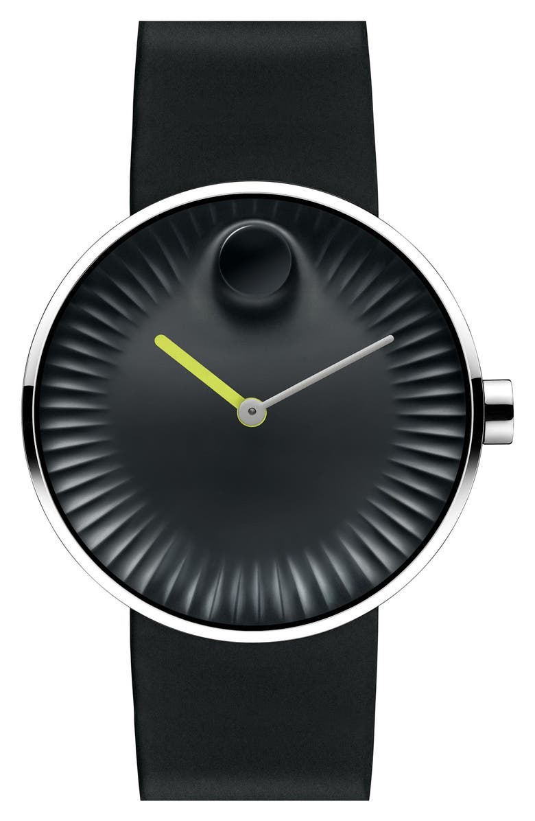 Movado 'Edge' Rubber Strap Watch, 40mm, Main, color, 