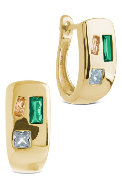 Bristol Art Deco Huggie Hoop Earrings
