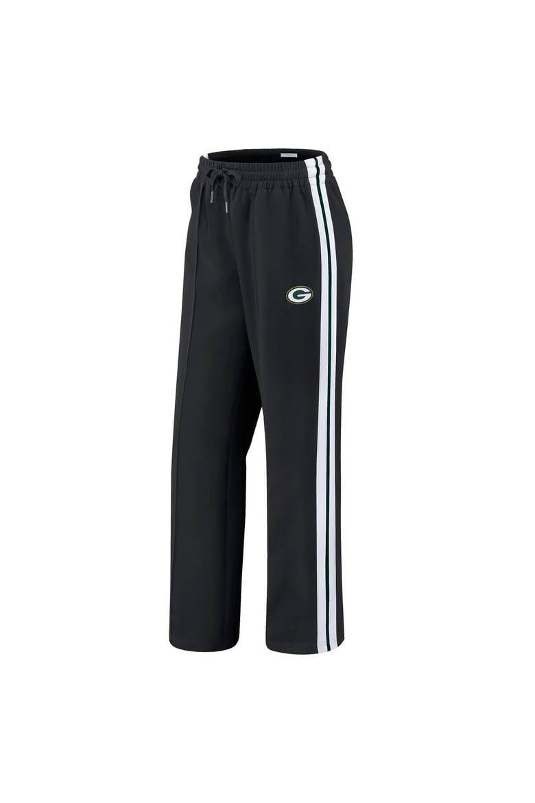 Women's WEAR by Erin Andrews Black Green Bay Packers Color-Block Straight Leg Pants, Alternate, color, Black