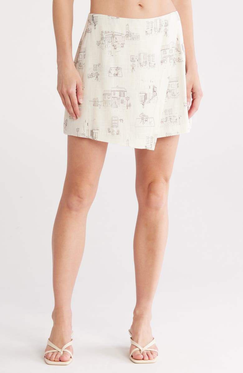 Elodie Faux Wrap Miniskort, Main, color, Natural