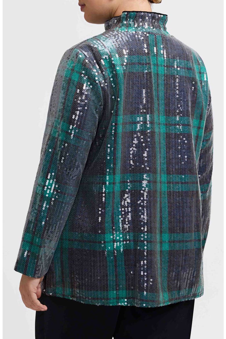 Carolina Sequin Plaid Cotton Blend Button-Up Shirt, Alternate, color, NAVY BLUE/ MULTI