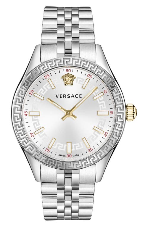 Versace Women's Hellenyium Silver Stainless Steel Bracelet Watch, 36mm In Two Tone