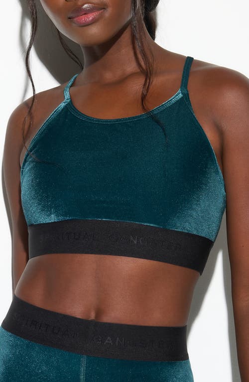 Spiritual Gangster Shiloh Velour Sports Bra In Blue