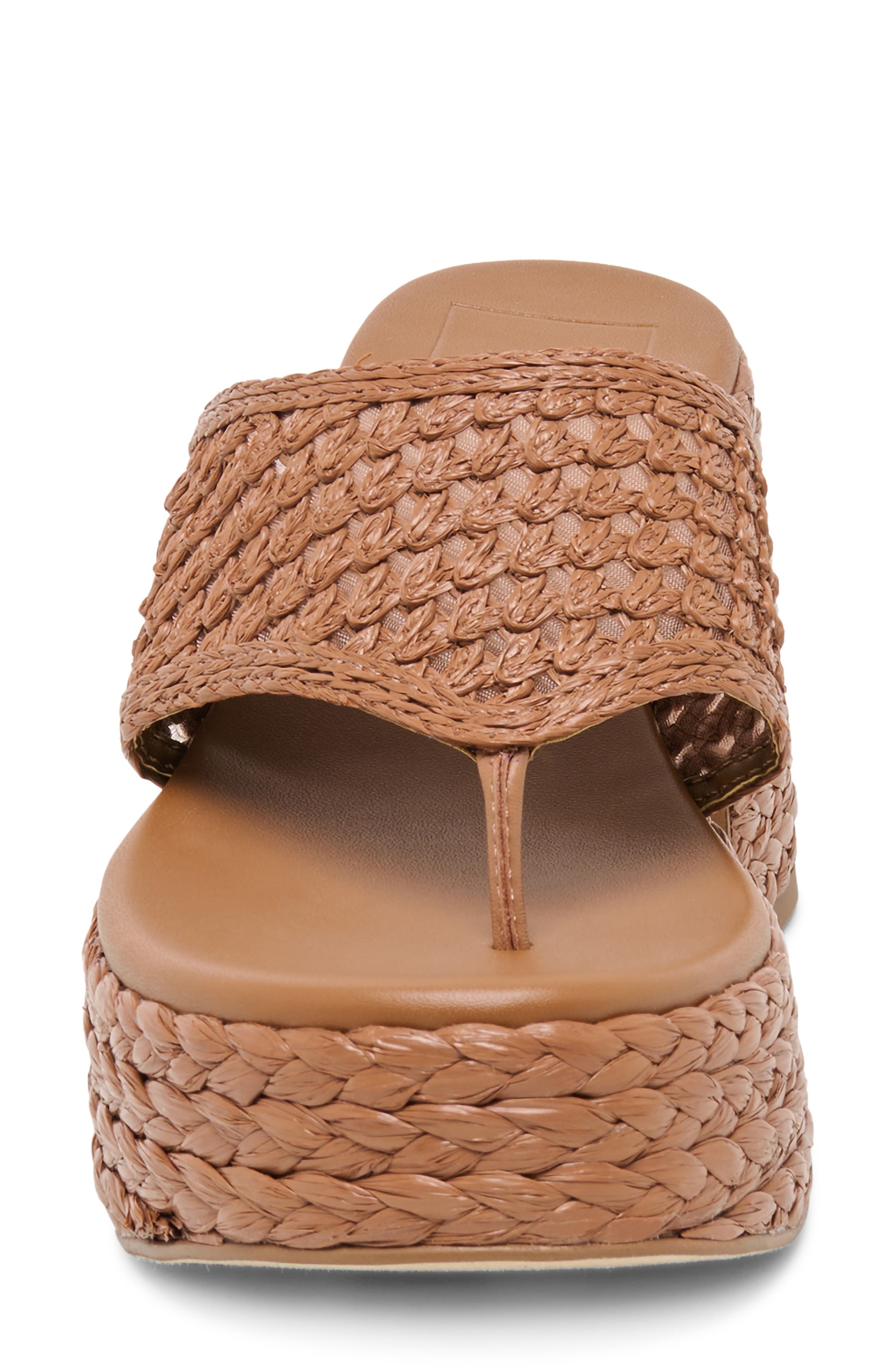 Dolce Vita Ripple Raffia Platform Sanda, Alternate, color, Mid Brown Raffia