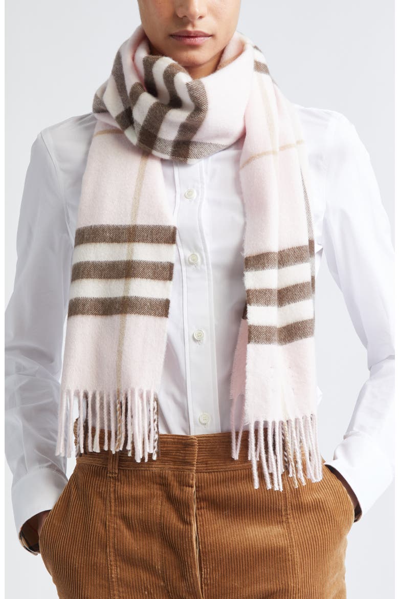 Giant Check Cashmere Scarf, Alternate, color, BOW PINK