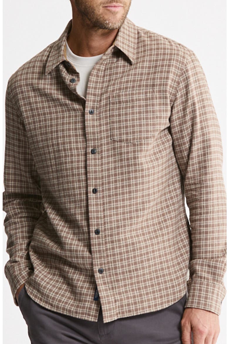 Manor Long Sleeve Twill Button-Up Flannel Shirt, Main, color, BROWN