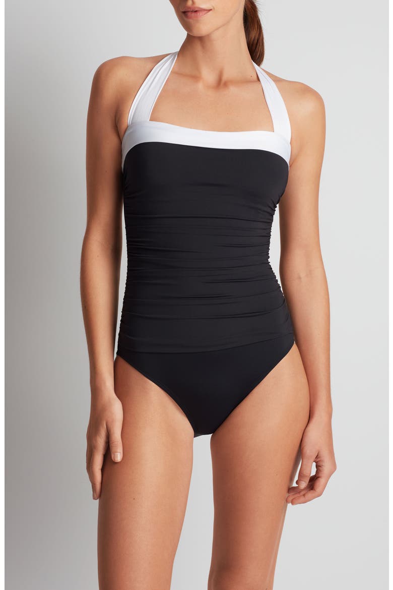 Halter One-Piece Swimsuit, Main, color, BLACK