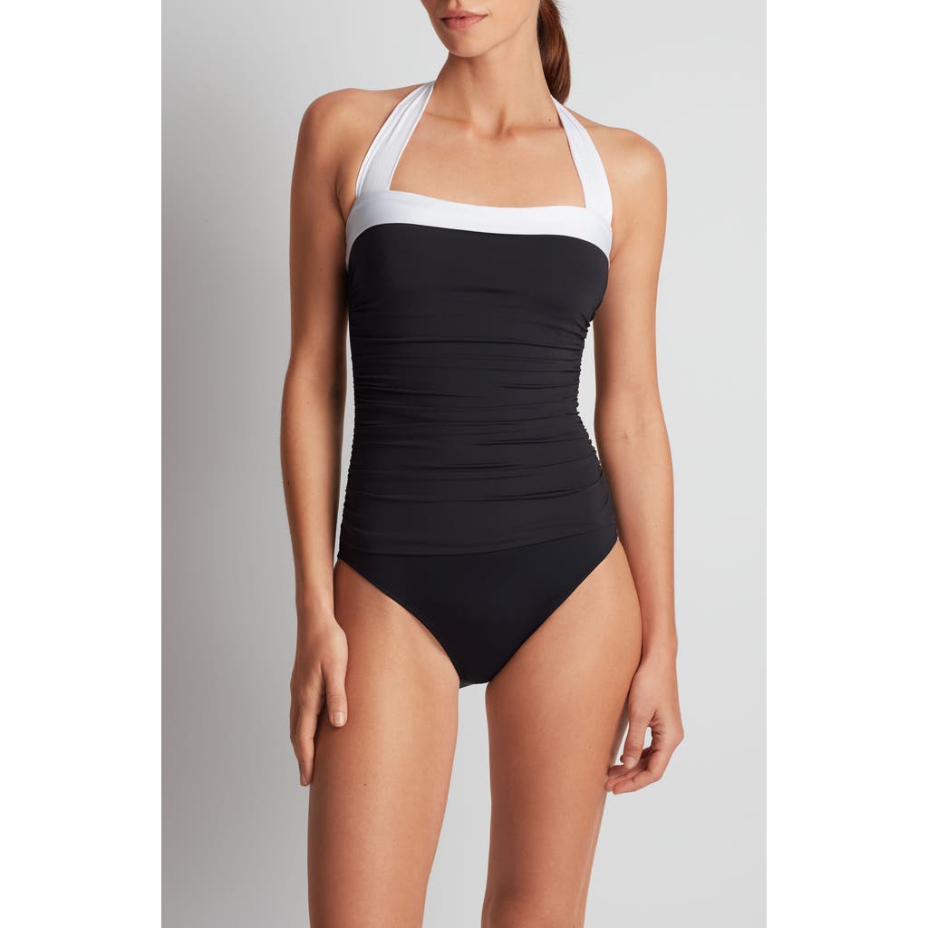 Ralph Lauren Lauren Halter One-piece Swimsuit In Black
