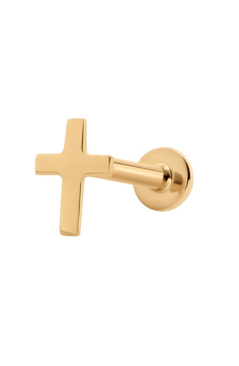 14k Cross Stud Earring (Flat Back)