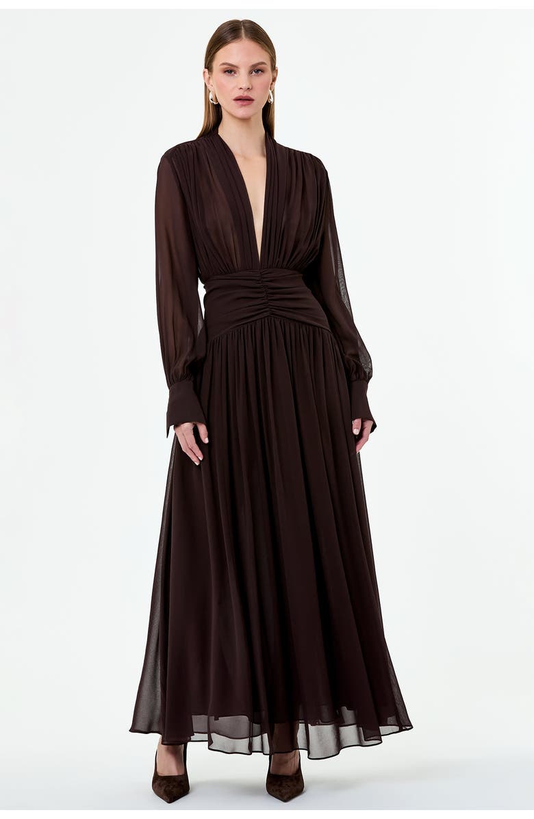 NICHOLAS Jocelyn Dress, Main, color, Cacao