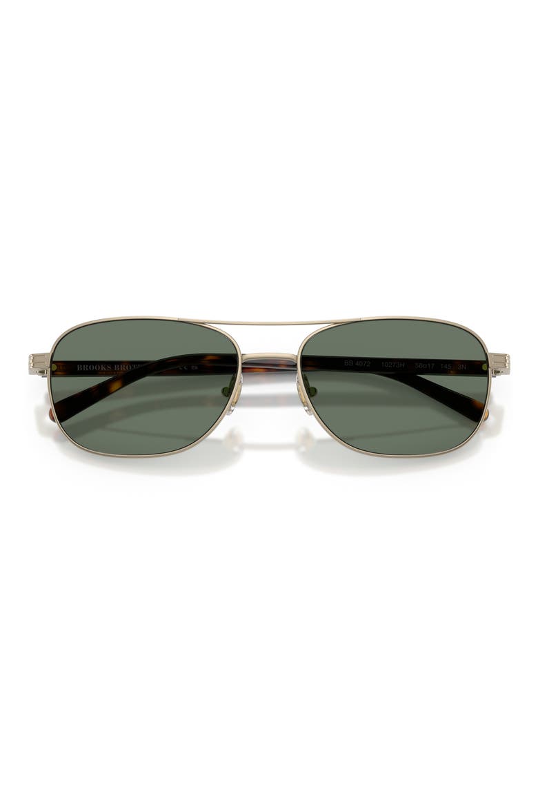 56mm Pilot Sunglasses, Alternate, color, MATTE GOLD / GREEN