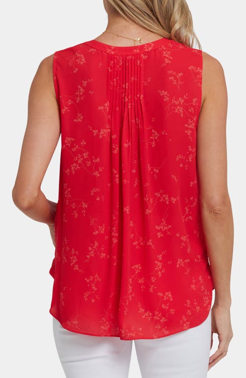 Nydj Print Pleat Back Sleeveless Split Neck Blouse