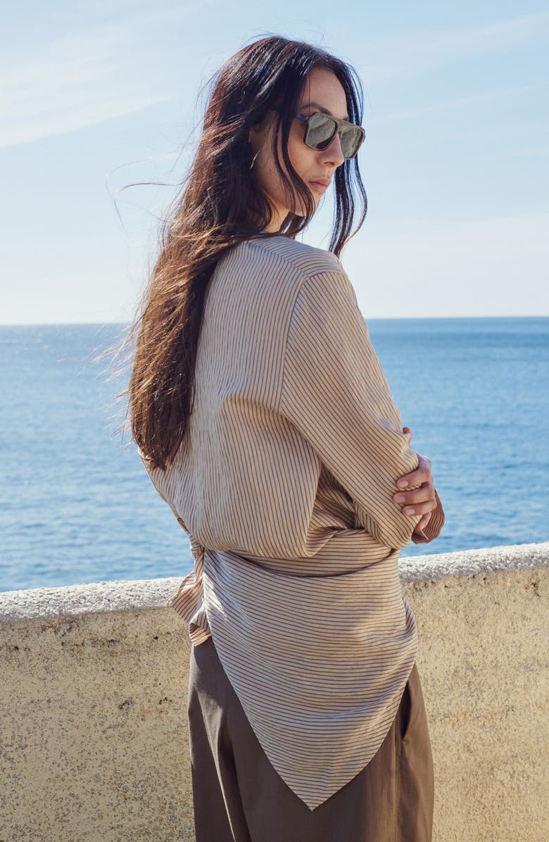 MANGO Stripe Knot Detail Asymmetric Top, Alternate, color, 