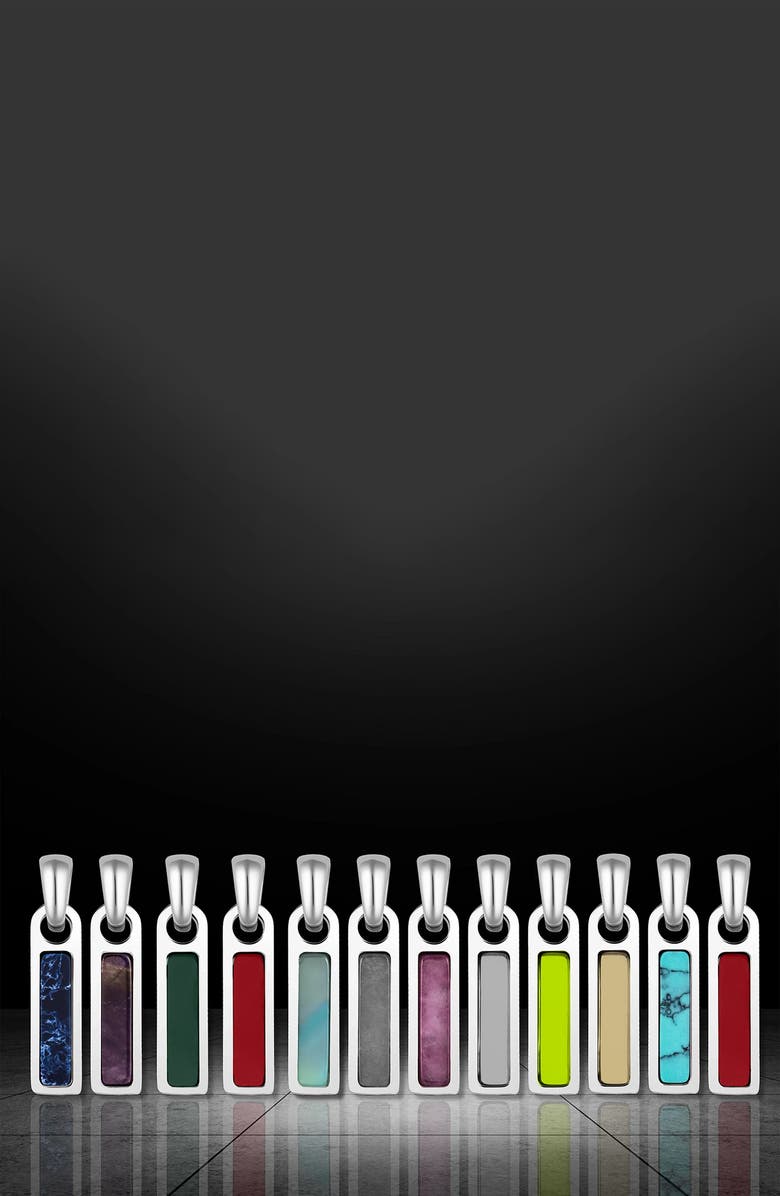 Vincero Men's Birthstone Tag Pendant Necklace, Alternate, color, Silver/April/White Quartz