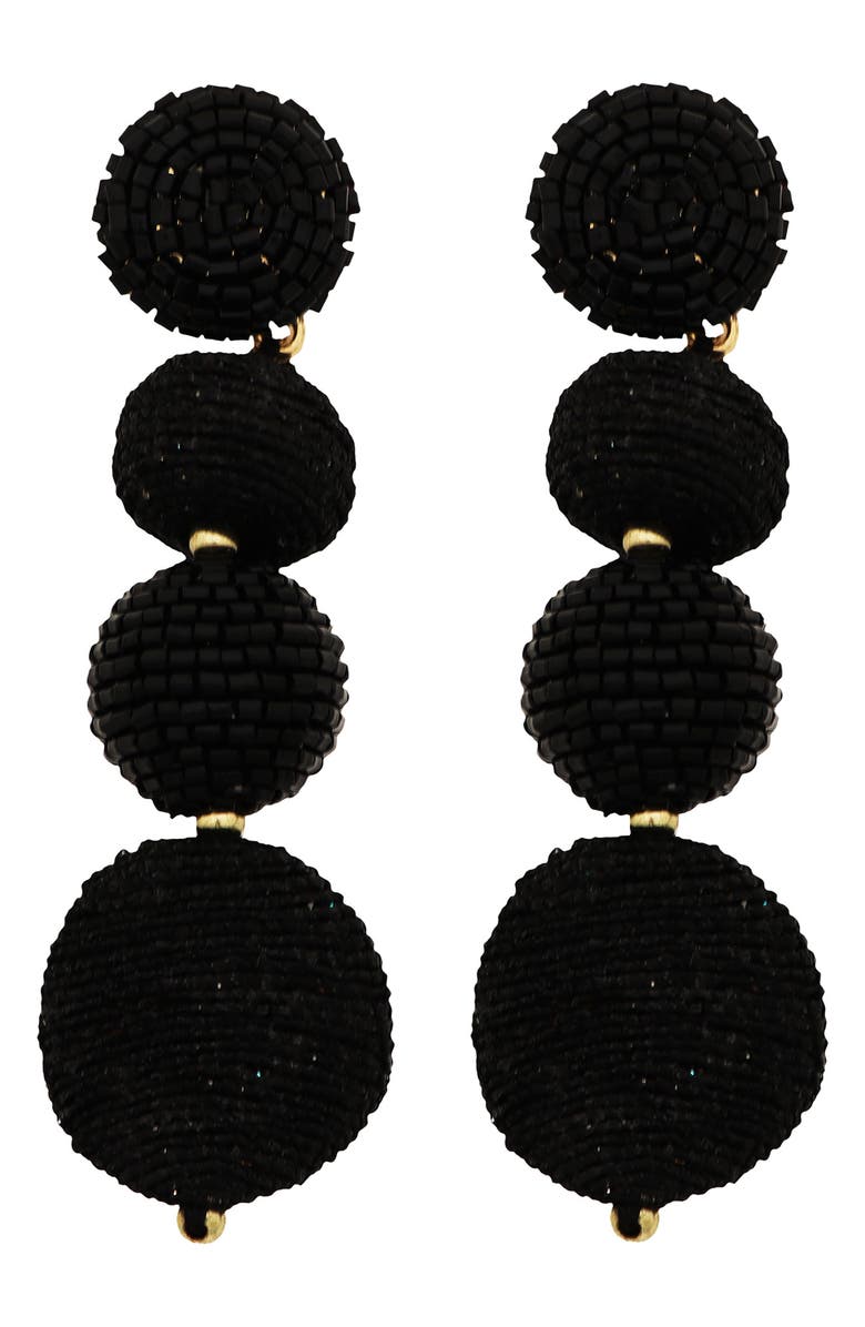 Panacea Linear Ball Drop Earrings, Main, color, Black