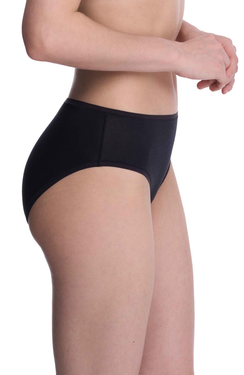 Natori Bliss Bare Cotton Hipster Briefs, Alternate, color, Black