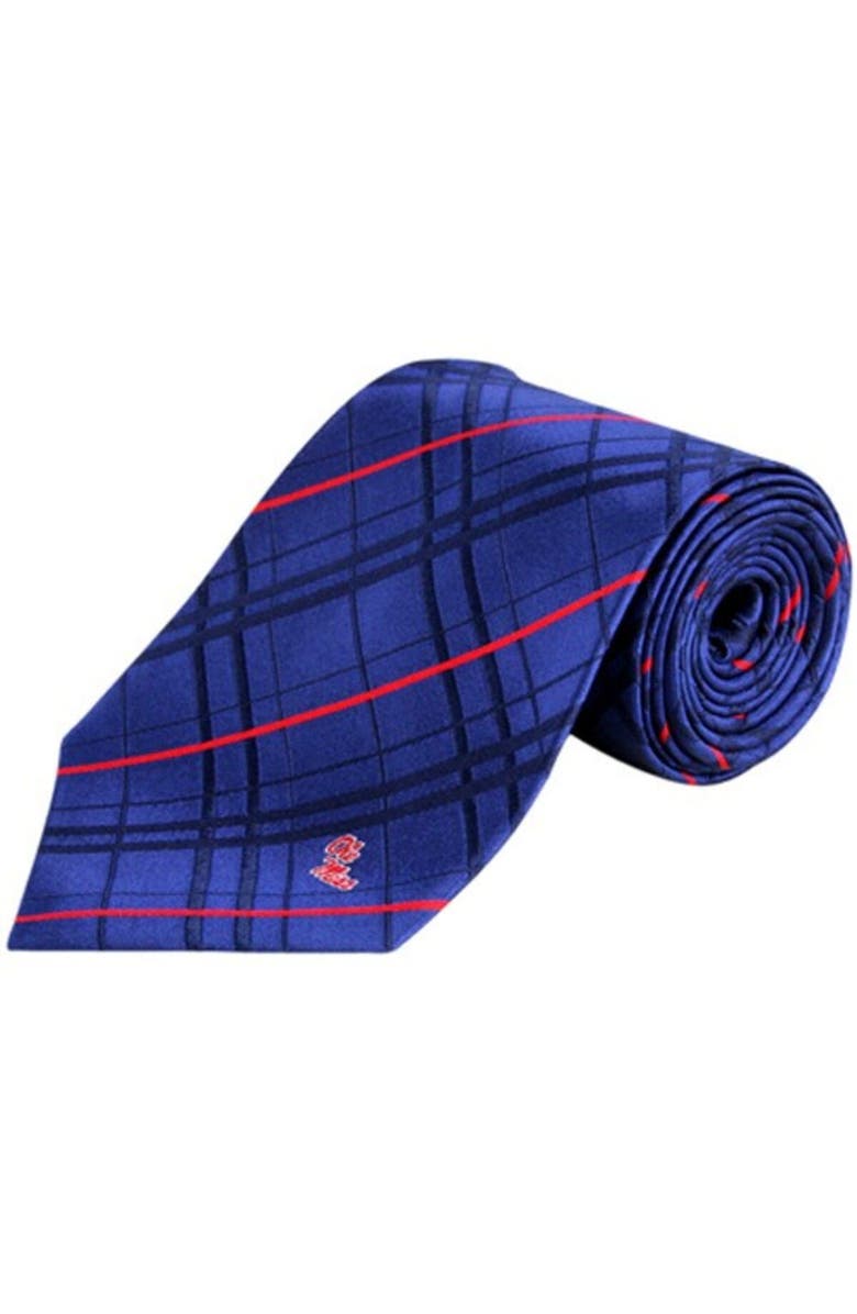 EAGLES WINGS Mississippi Rebels Royal Blue Oxford Woven Silk Tie, Main, color,