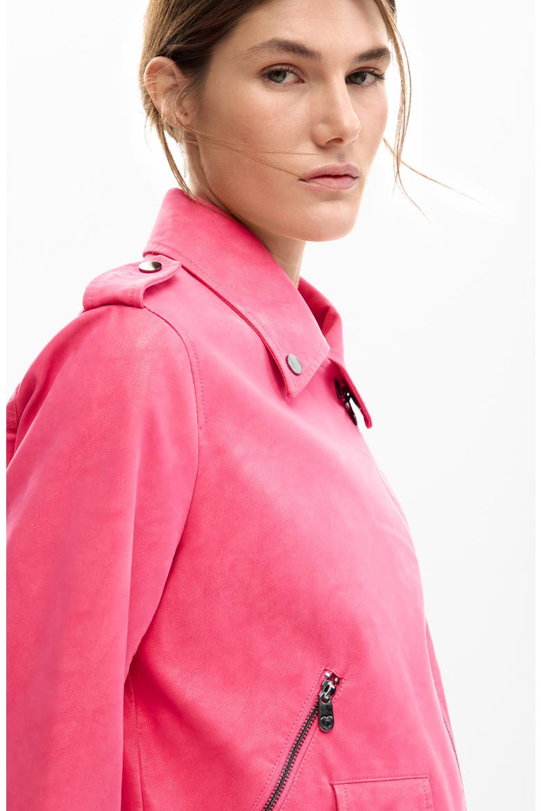 Faux Leather Moto Jacket, Alternate, color, LIGHT PINK