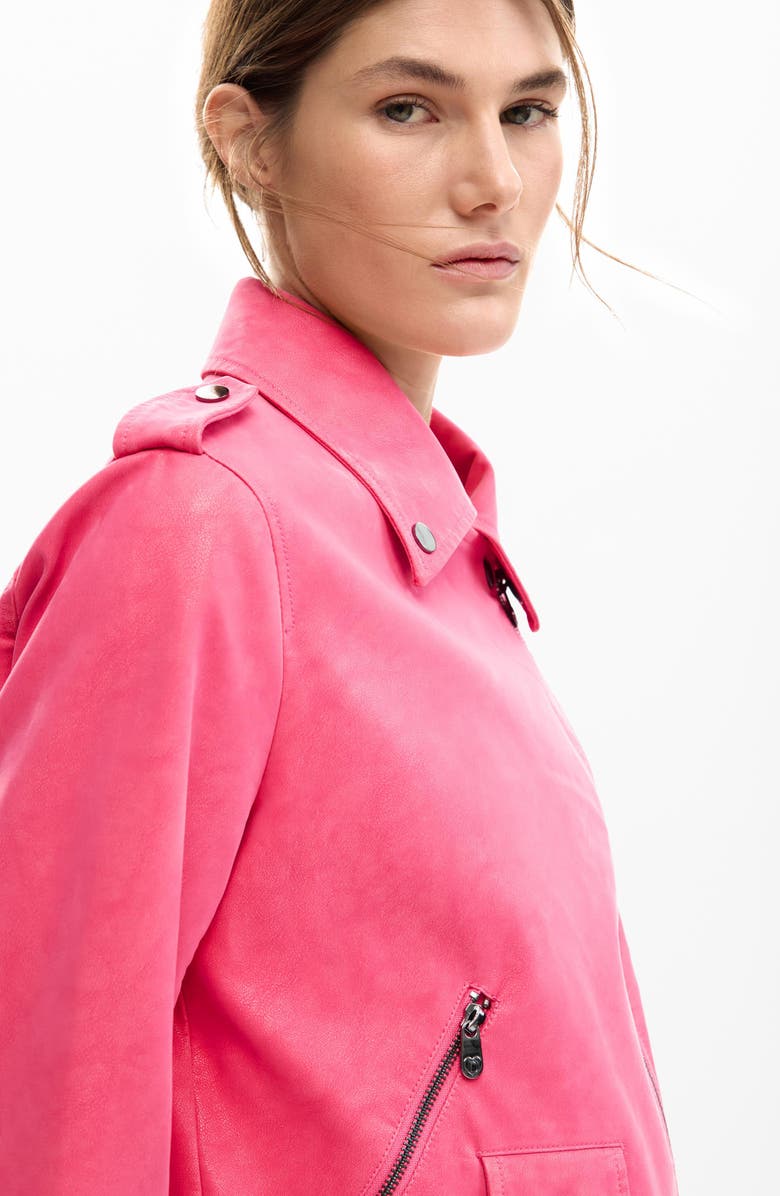 Desigual Faux Leather Moto Jacket, Alternate, color, Light Pink