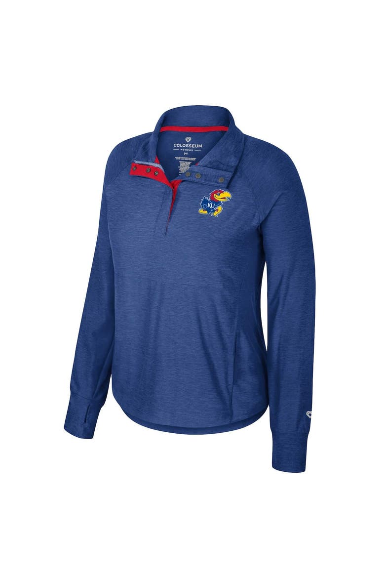 Women's Colosseum Royal Kansas Jayhawks Cressida Raglan Half-Snap Top, Alternate, color, Royal