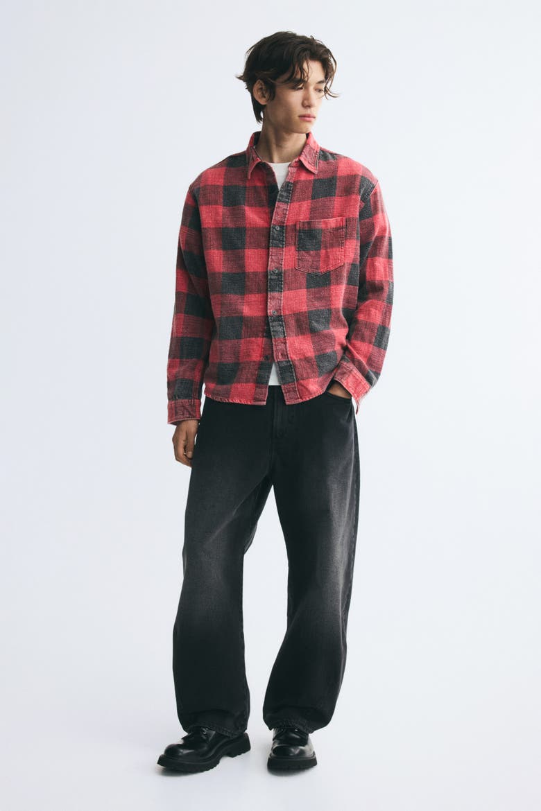 Relaxed-Fit Cotton Shirt, Alternate, color, Red/plaid