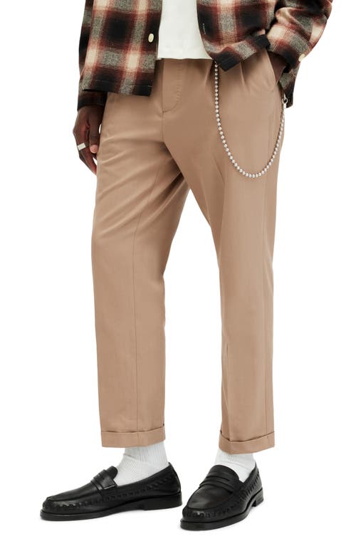 Allsaints Tallis Slim Fit Cropped Trousers In Toffee Taupe