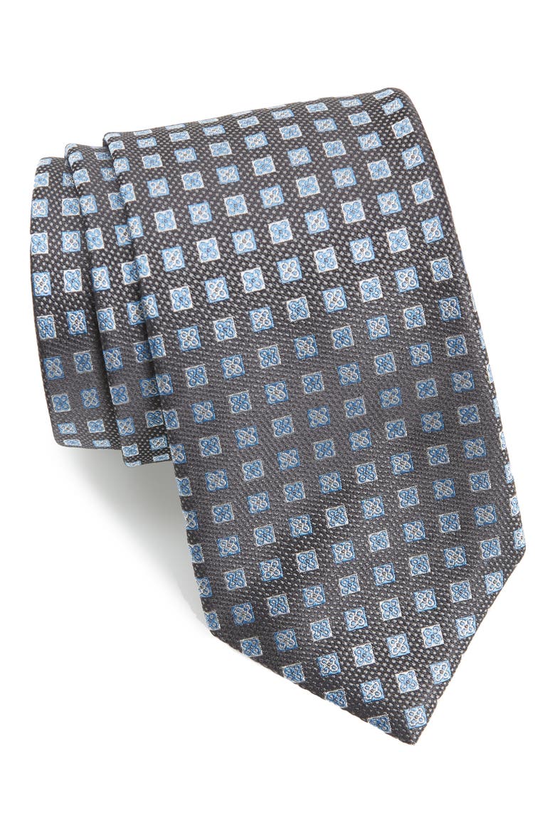 Neat Silk Tie, Main, color, CHARCOAL