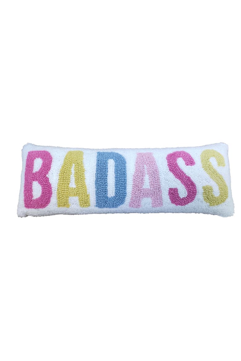 Badass Large Lumbar Hook Loop Pillow Polyester White, Main, color, White