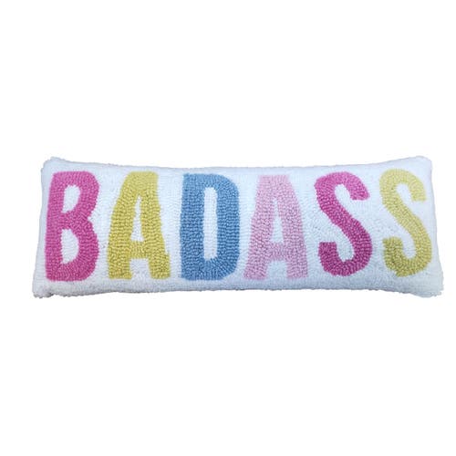Totalee Gift Badass Large Lumbar Hook Loop Pillow Polyester White In Multi