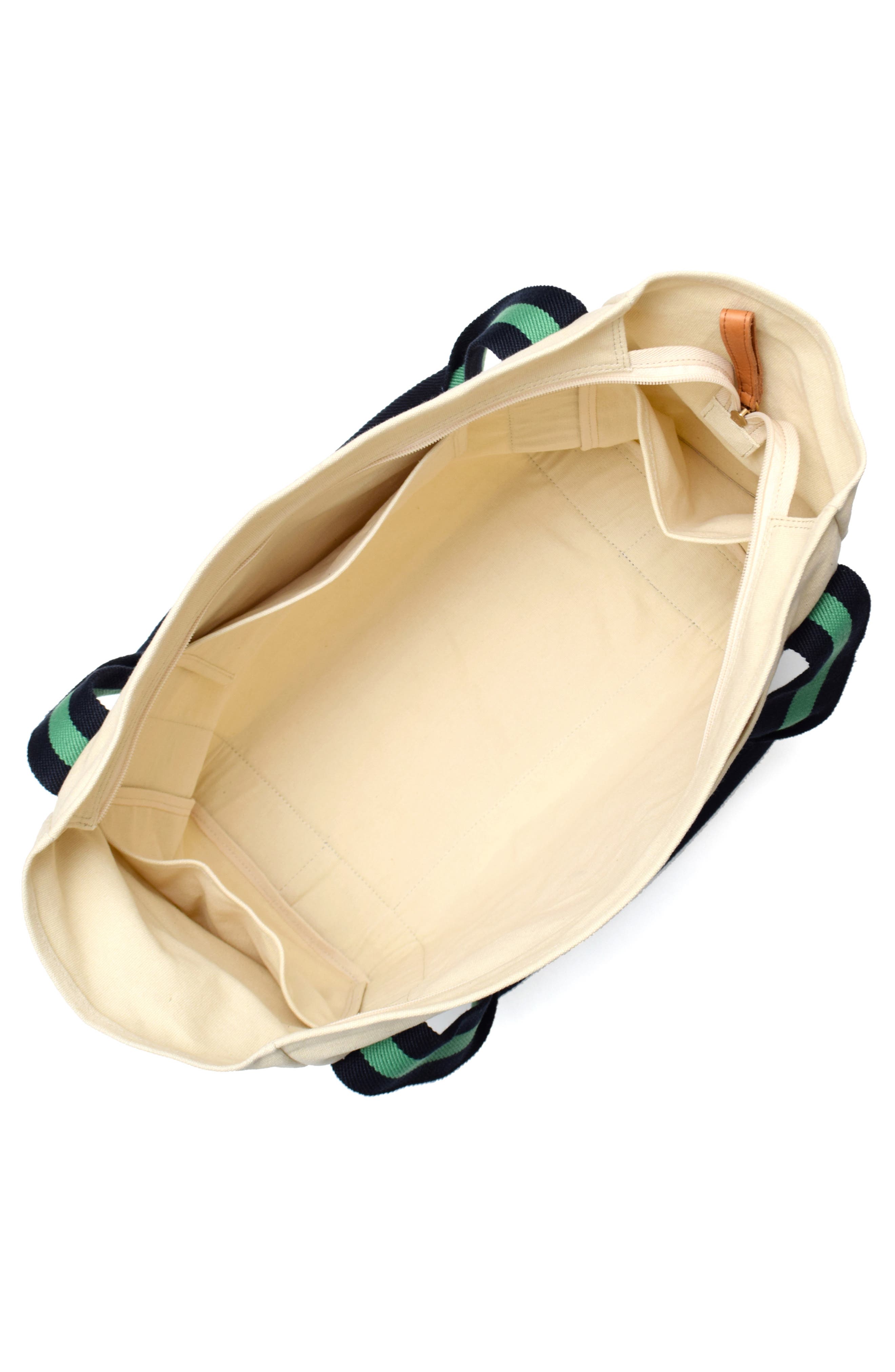 New Amsterdam Leatherworks Liliana Cotton Canvas Large Tote Bag, Alternate, color, Natural/ Kelly