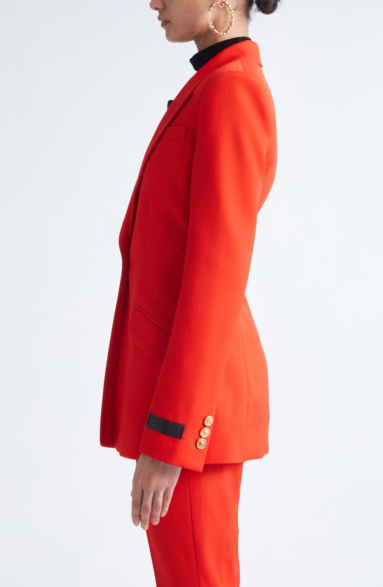 Versace Stretch Wool Gabardine Single Breasted Blazer, Alternate, color, Scarlet