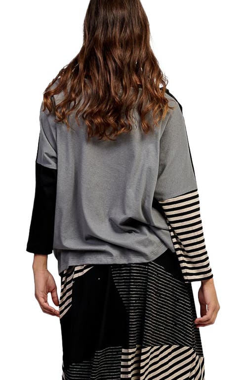 Alembika Boxy Tee With Striped-sleeve