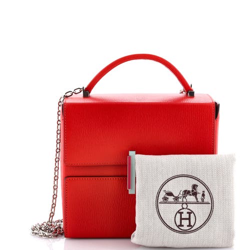 Pre-owned Hermes Hermes Cinhetic Top Handle Bag Chevre Mysore In Orange