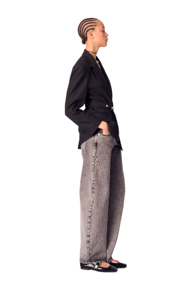 Belted suit jacket, Alternate, color, Black