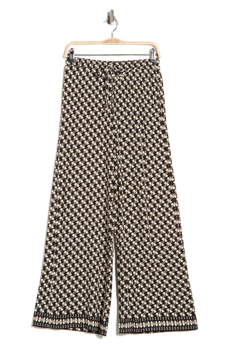 MAX STUDIO Drawstring Wide Leg Pants, Alternate, color, Black/ Cream/ Sand