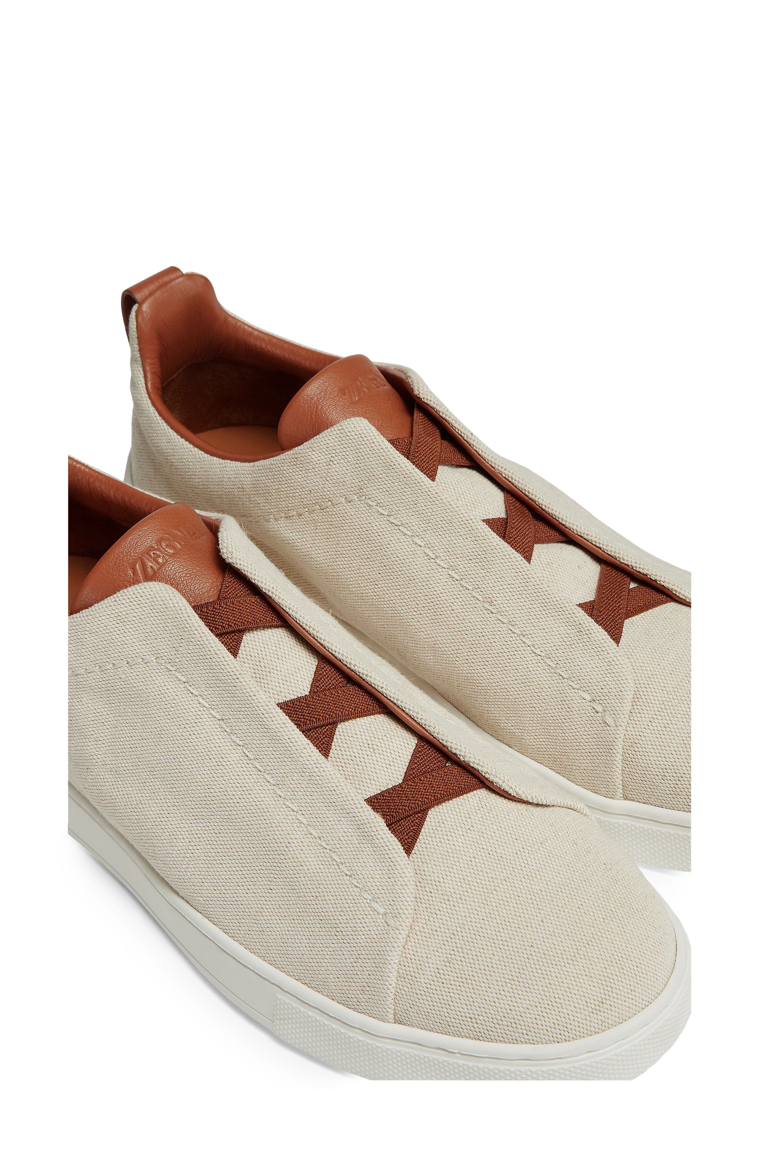 ZEGNA Triple Stitch Low Top Sneaker, Alternate, color, Sand
