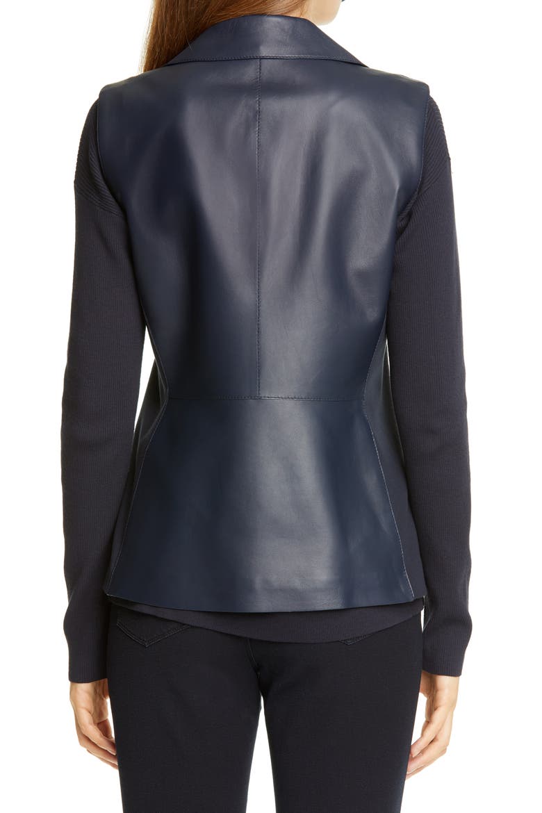 Nevaeh Leather Moto Vest, Alternate, color, INK