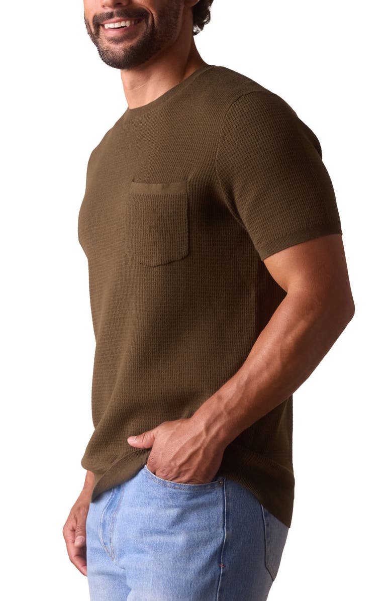 The Normal Brand Waffle Stitch Short Sleeve Sweater, Alternate, color, Olive