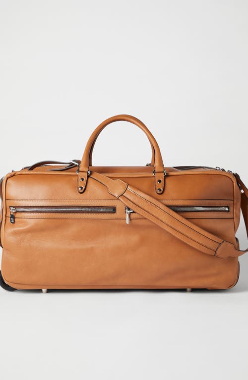 Brunello Cucinelli Cowhide Trolley Bag In Cognac