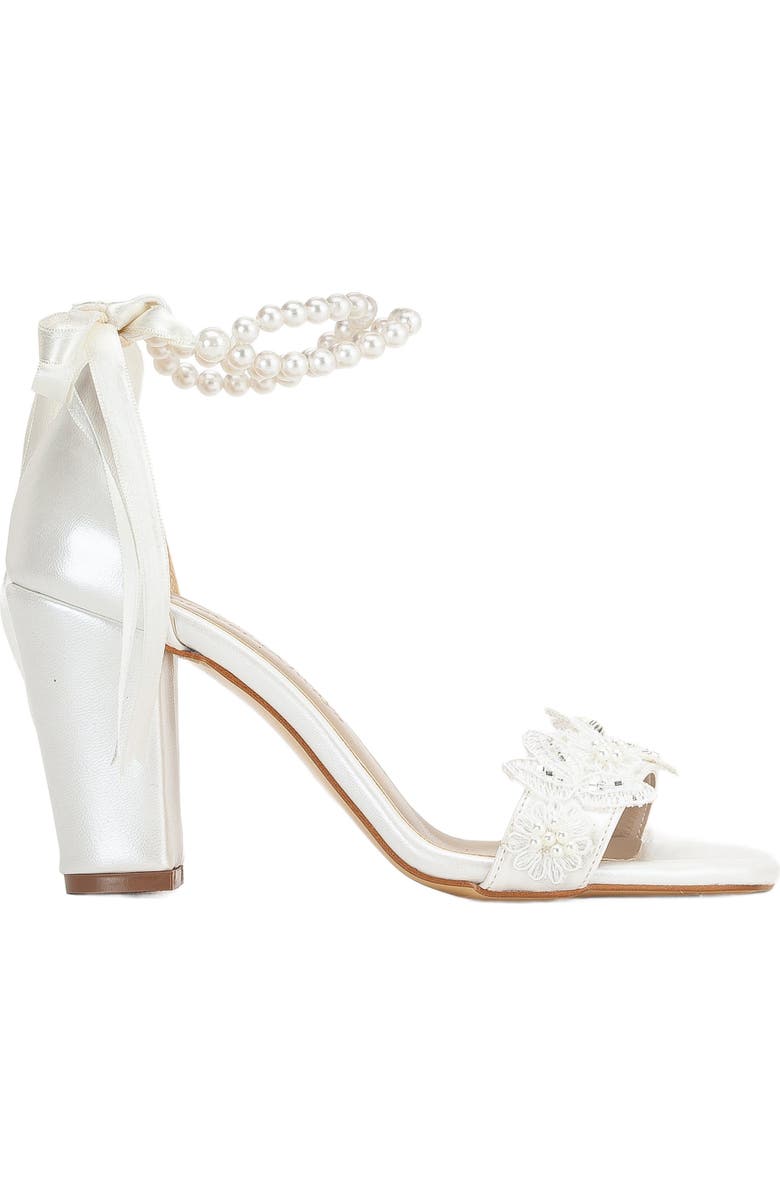 Forever & Always Shoes Helene Lace Bridal Heeled Sandals with Pearls, Main, color, Ivory