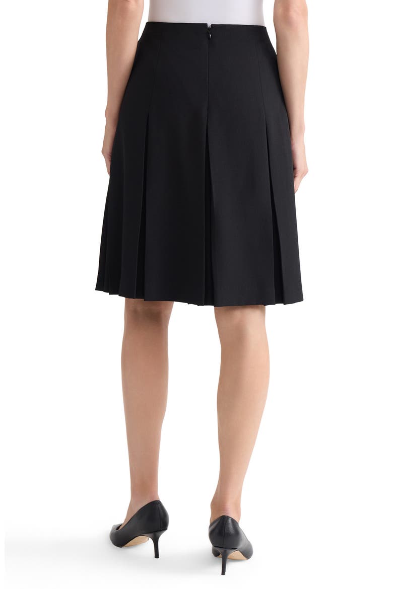 Pleated Stretch Crepe Skirt, Alternate, color, BLACK