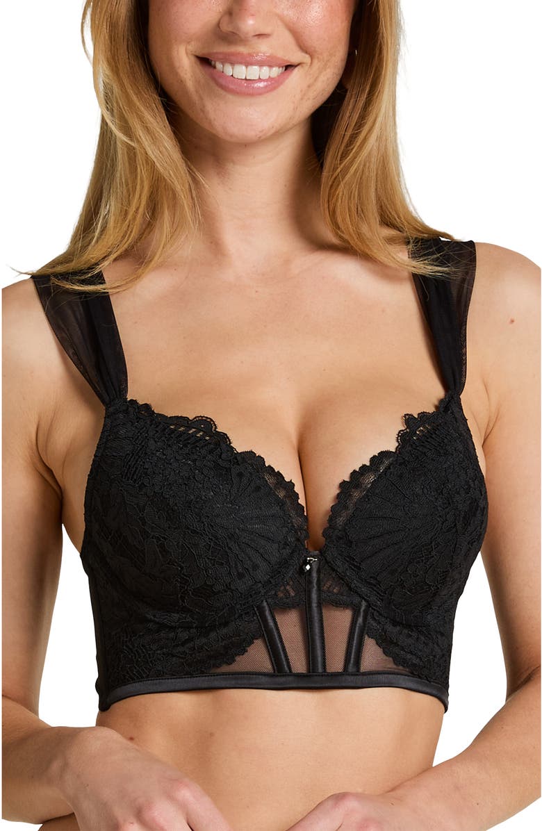 Hunkemöller Whitney Padded Underwired Longline Push-Up Bra, Main, color, Black