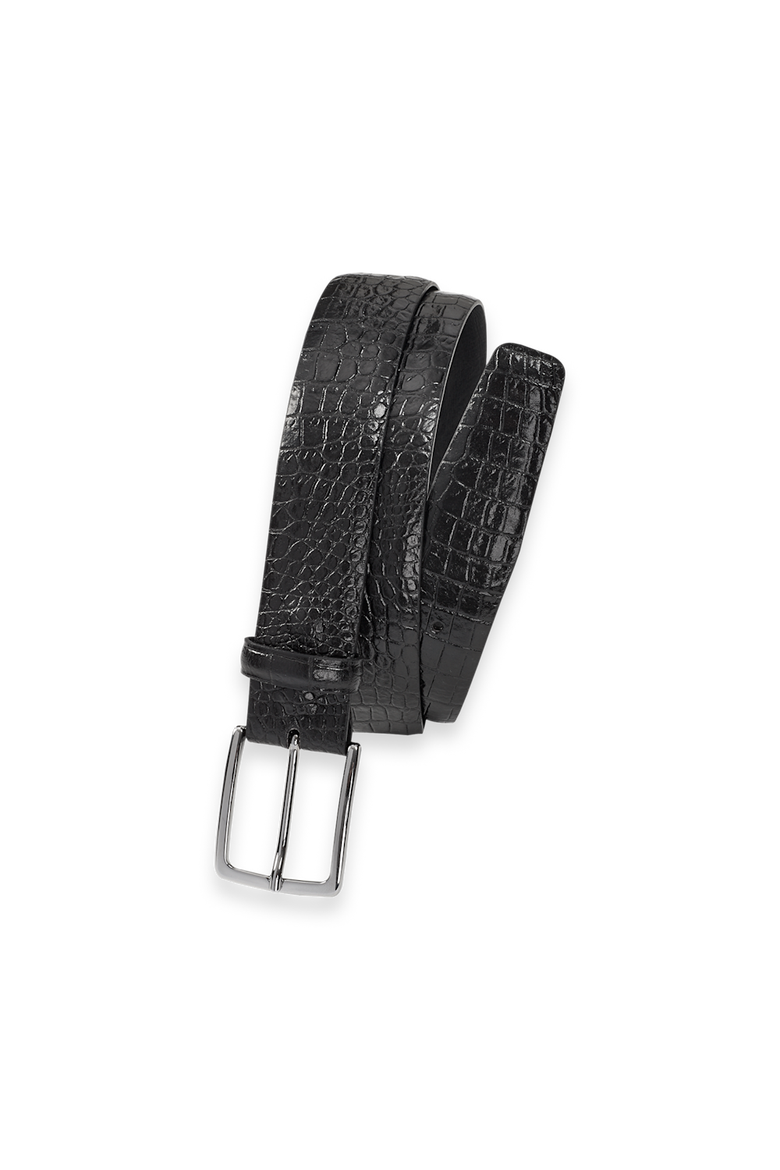Crocodile Embossed With Changeable Buckle Belt, Main, color, Black