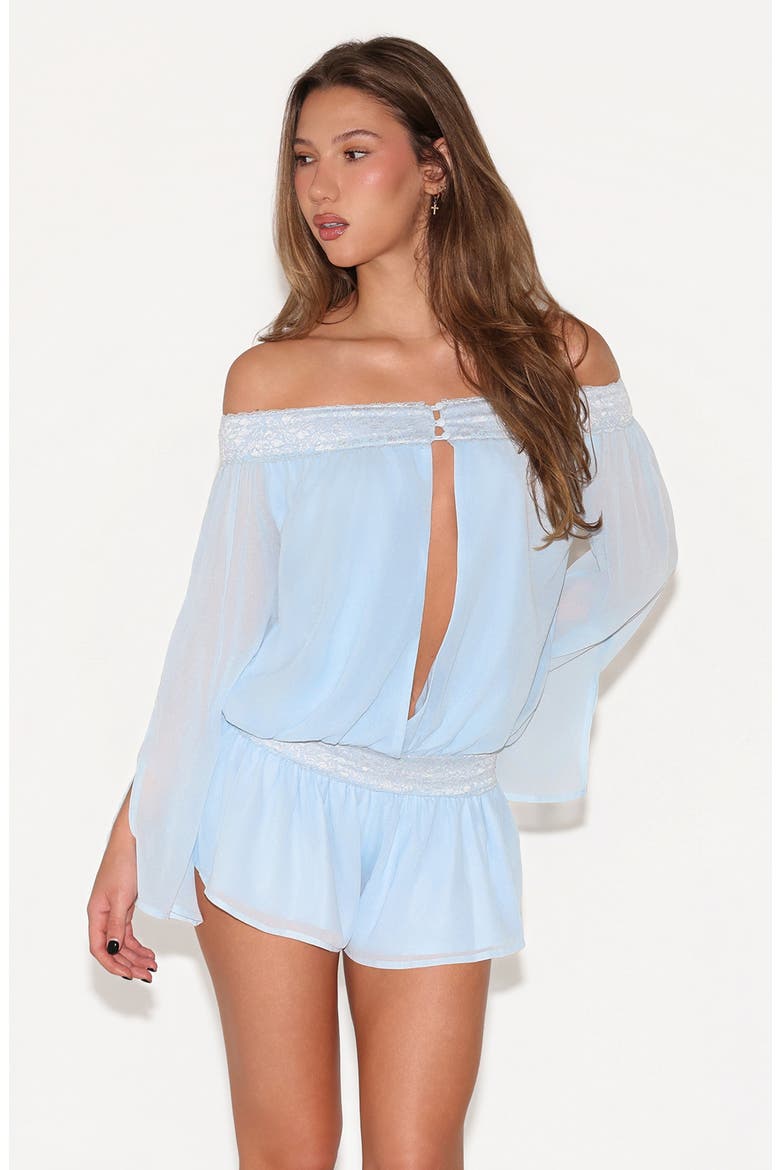 Tessie Off the Shoulder Playsuit, Alternate, color, BLUE